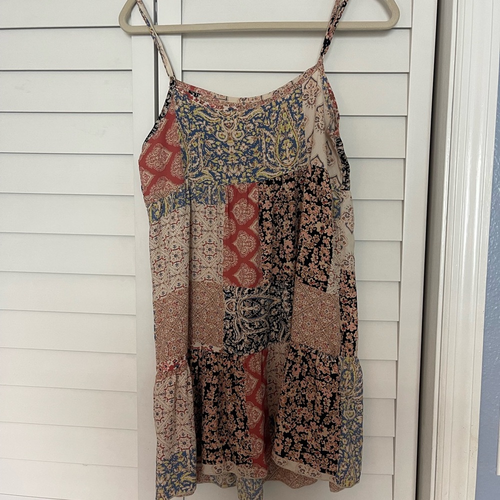 Altar'd State Patchwork Mini Dress - Red, Blue, C… - image 1